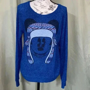 Disney Parks Mickey Mouse ski slopes ready blue long sleeve womens medium